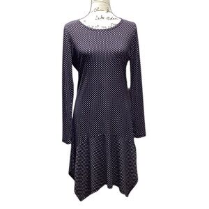 Michael Kors Asymmetrical dress. Black with small polka dots. Size Medium